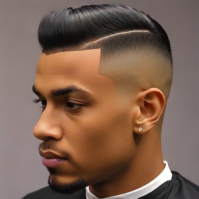 High Fade with Hard Part