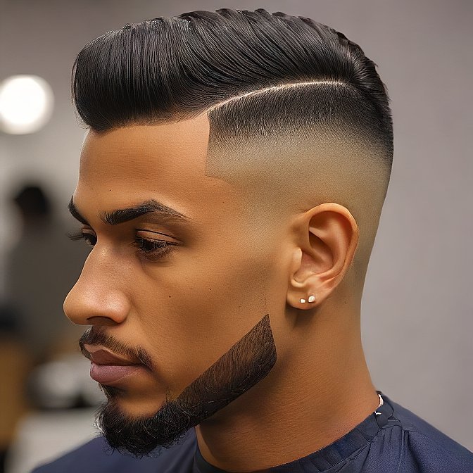 High Fade with Hard Part
