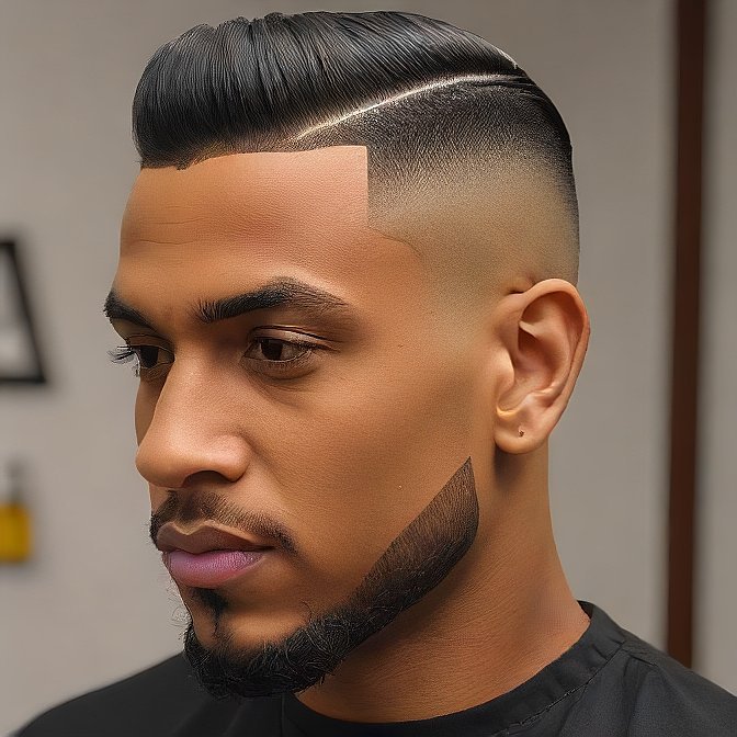 High Fade with Hard Part